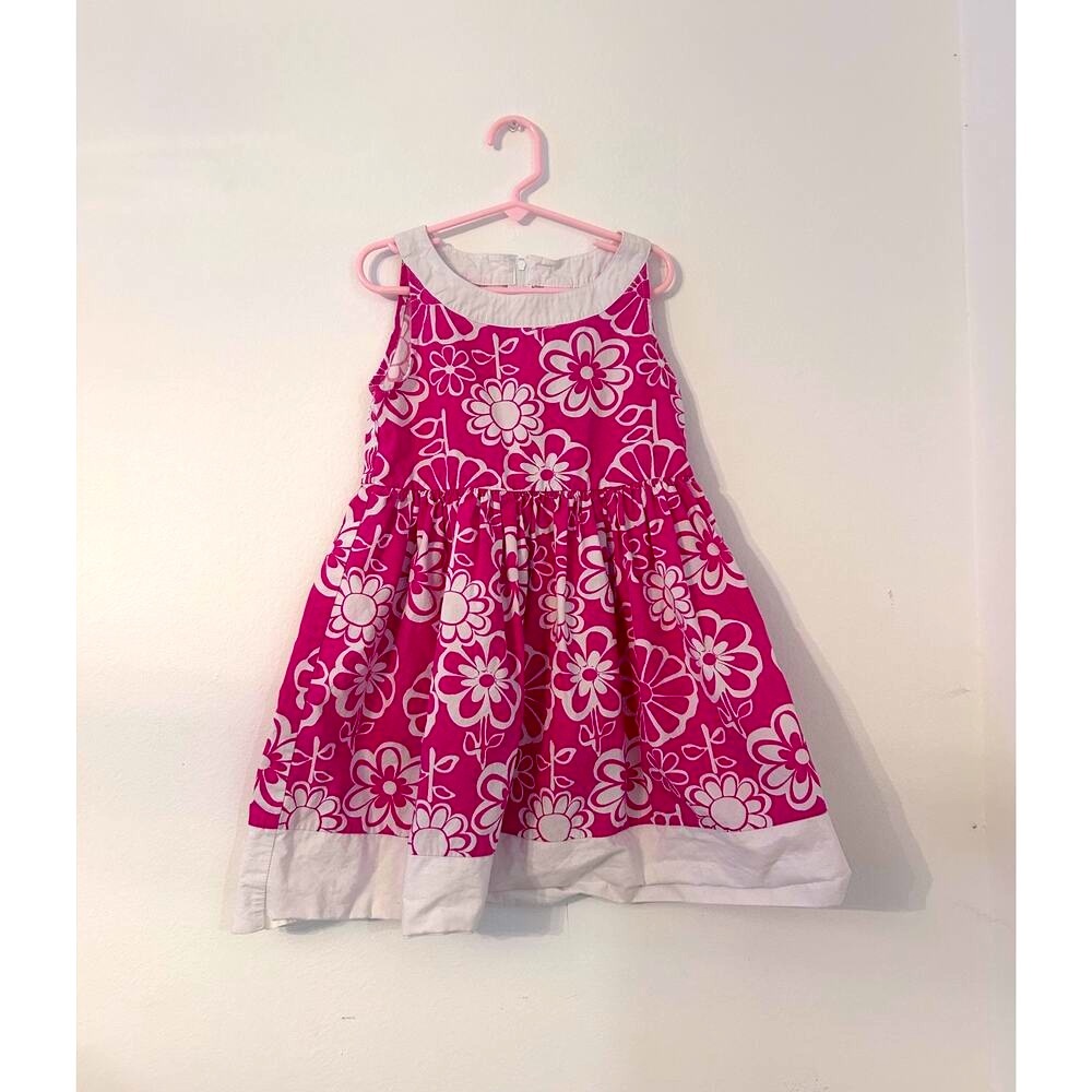 Gymboree Girls Floral Dress White Pink Size 7 Spring Summer